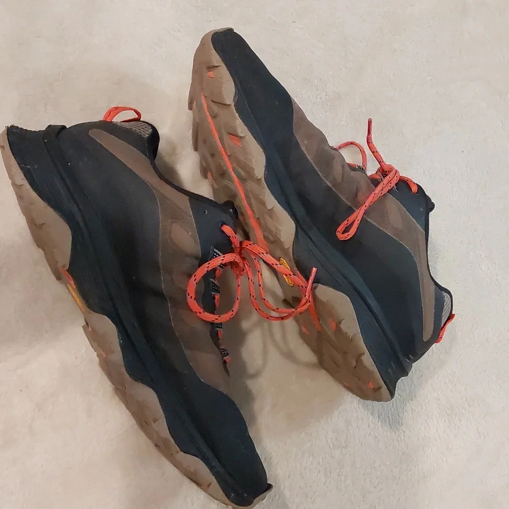 Merrell Men's Moab Speed hiking shoes black & brown with orange laces Sz 10.5 - Picture 9 of 11